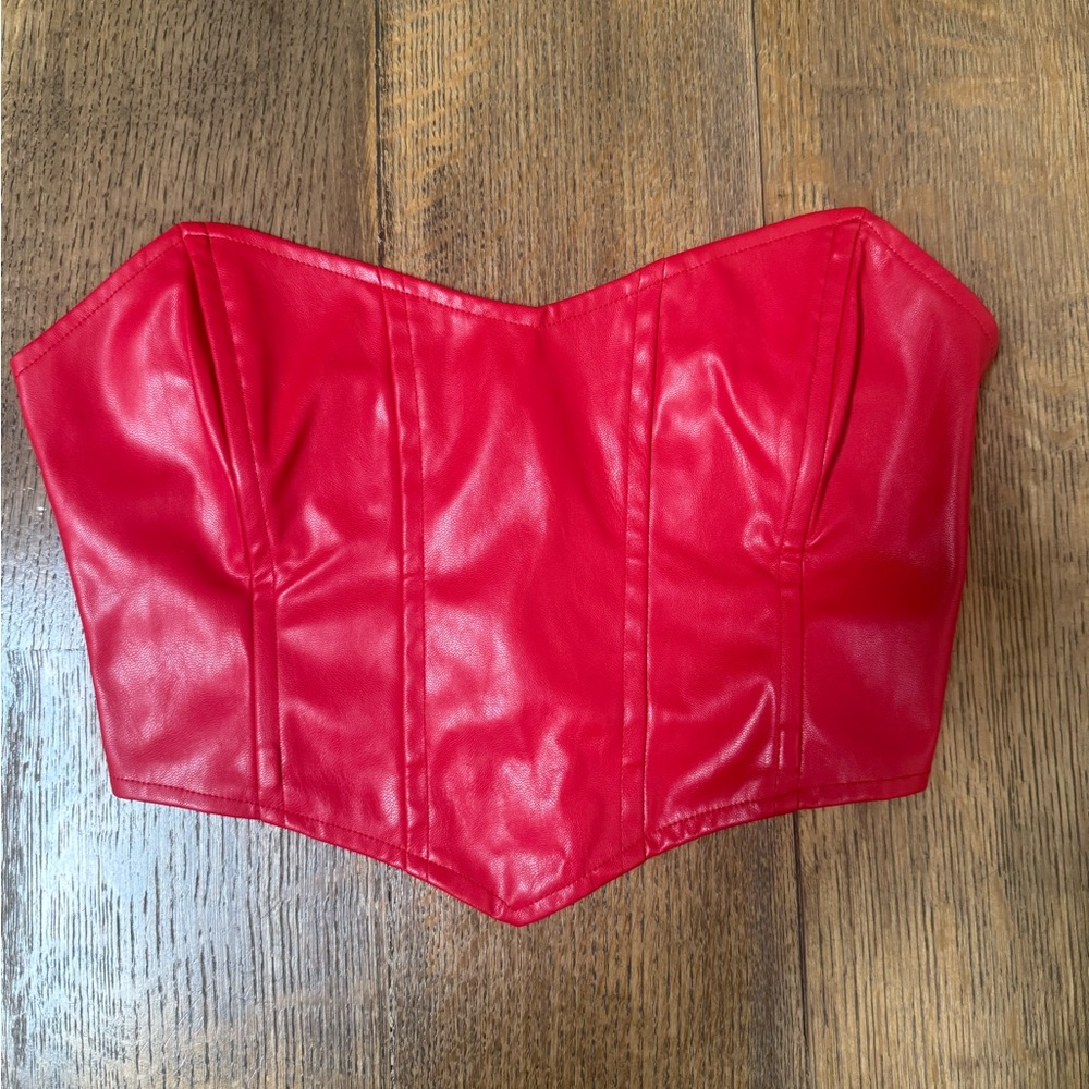 Princess Polly size 4 red corset top corset crop top bra Faux leather Excellent